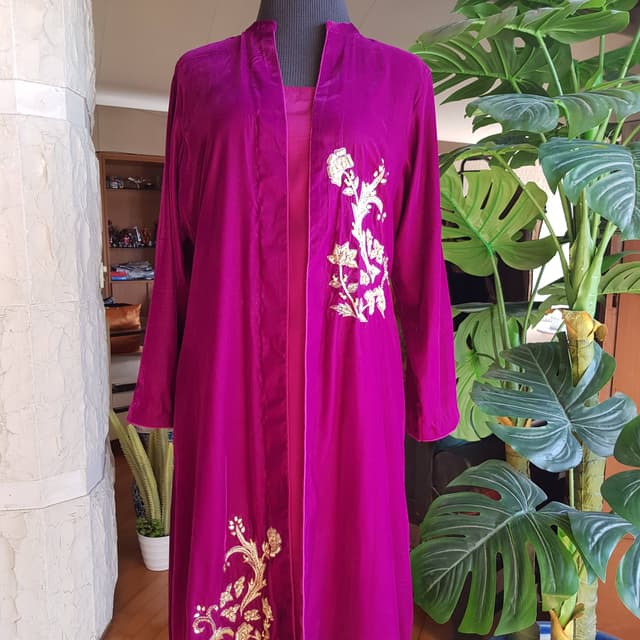Velvet Long Coat Outfit